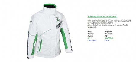 Skoda Motorsport női vastag kabát